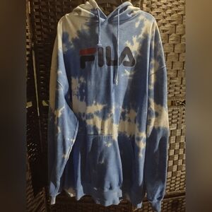 Fila Men's Big & Tall Classic Pullover Hoodie Blue White Tie Dye 4XLT